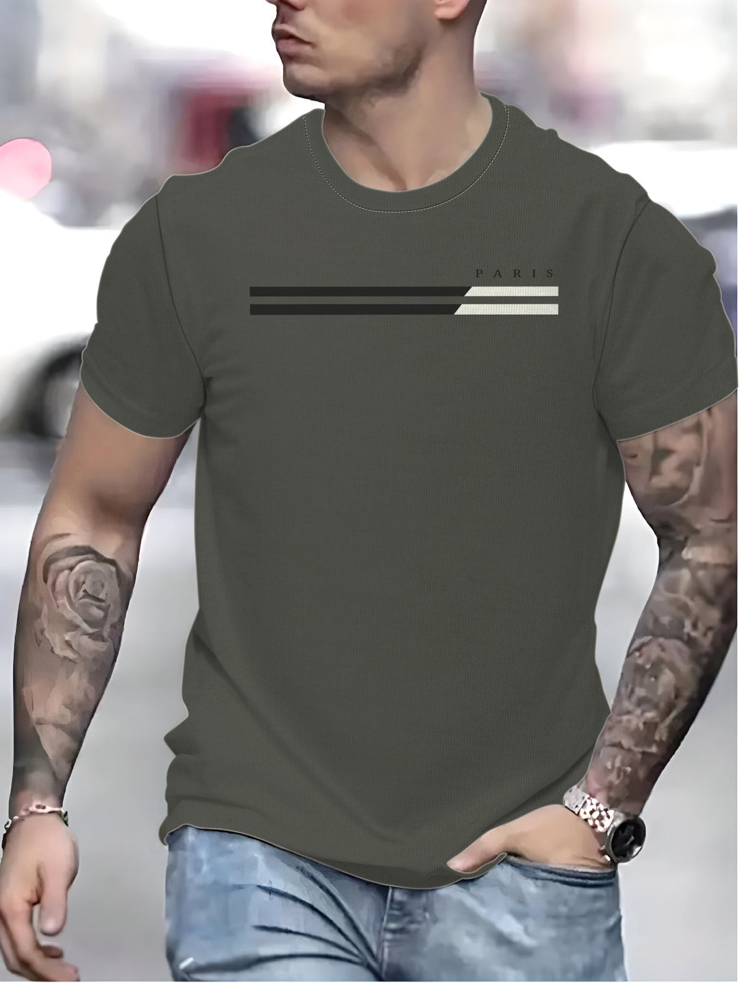 Herren T-Shirt mit stilvollem Linienmuster W&W Mode