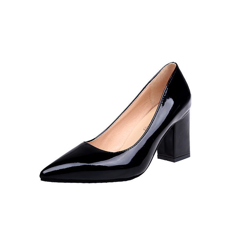 Damen Elegante Lackleder High Heels mit Blockabsatz WW