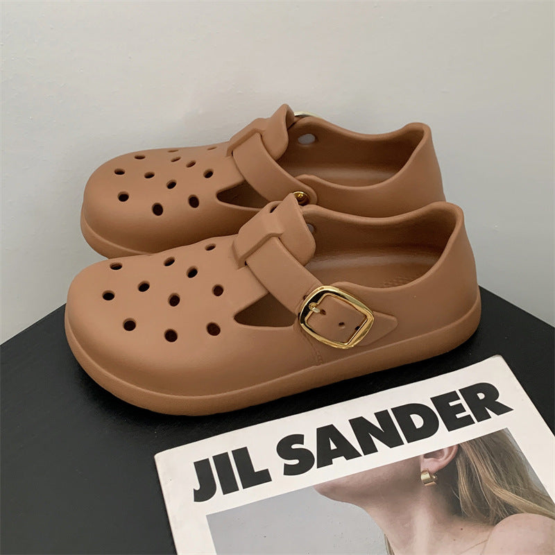 Damen Modische Gummi-Clogs mit verstellbarem Riemen und atmungsaktivem Obermaterial WW