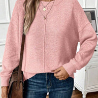 Damen Bequemer und stilvoller Oversized Pullover mit langen Ärmeln WW