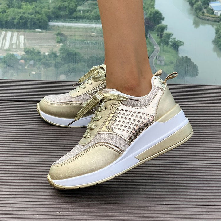 Damen Sneakers mit modischem Metallic-Akzent und atmungsaktiver Dämpfung W&W Mode