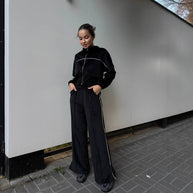 Damen Sportlicher Cropped Fleece-Trainingsanzug WW