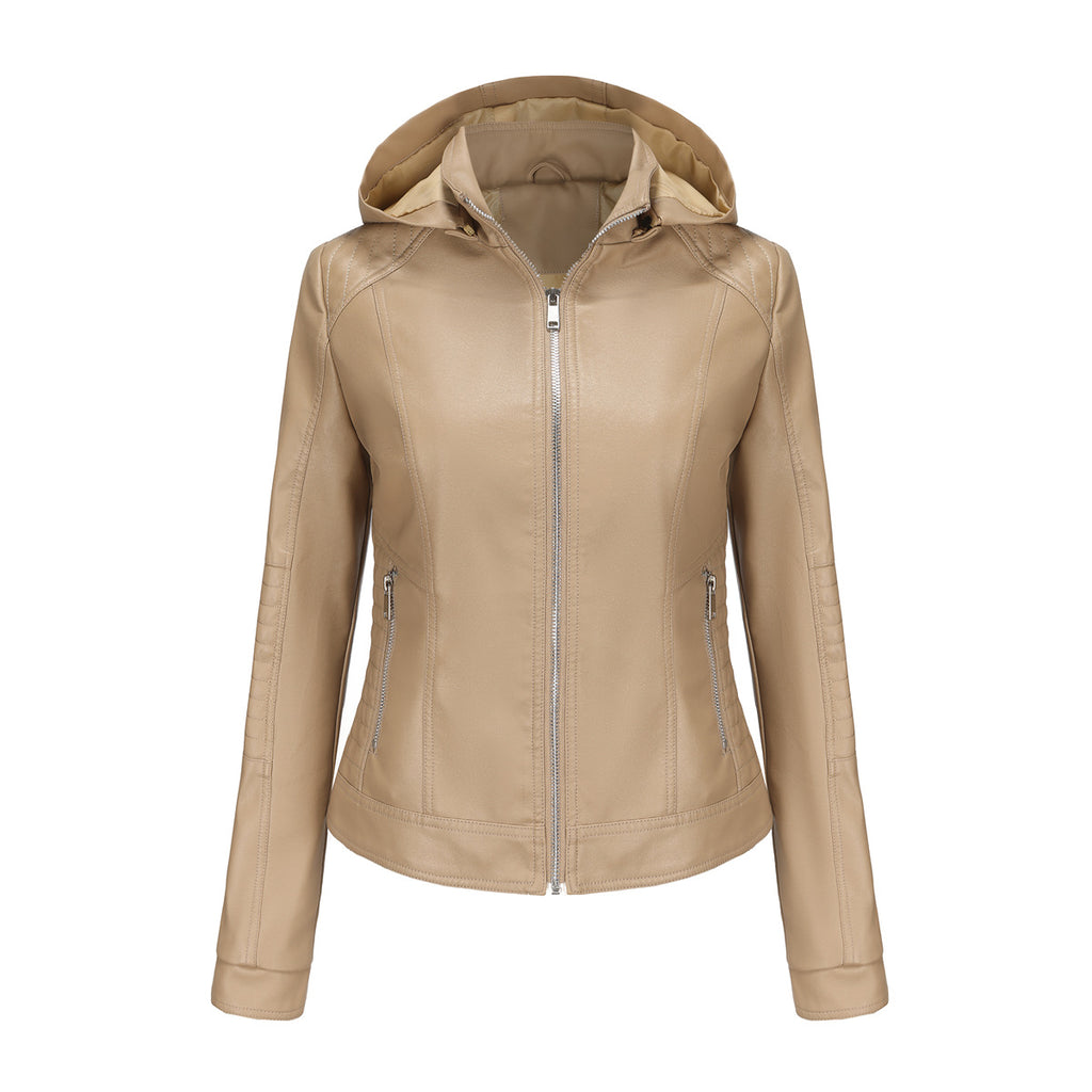 Damen Kapuzenjacke aus hochwertigem Kunstleder WW