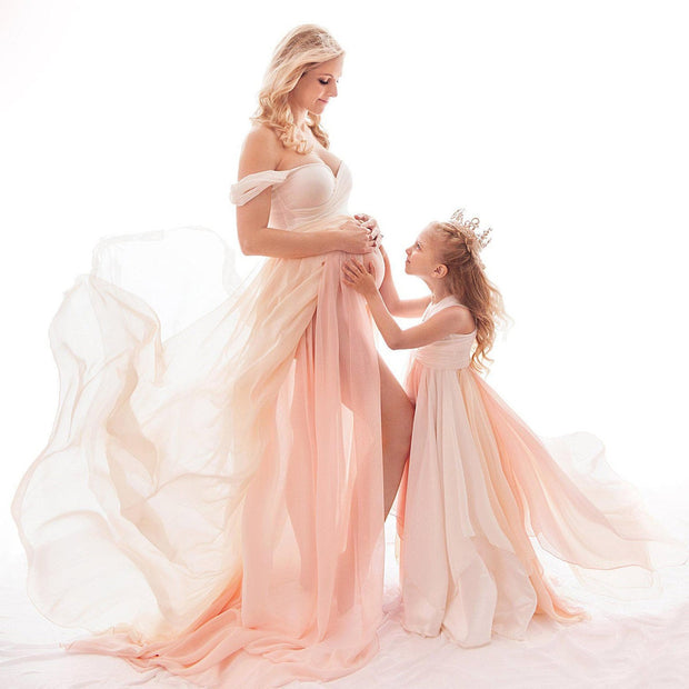 Damen Ätherisches Schwangerschaftskleid mit Fließendem Rock WW