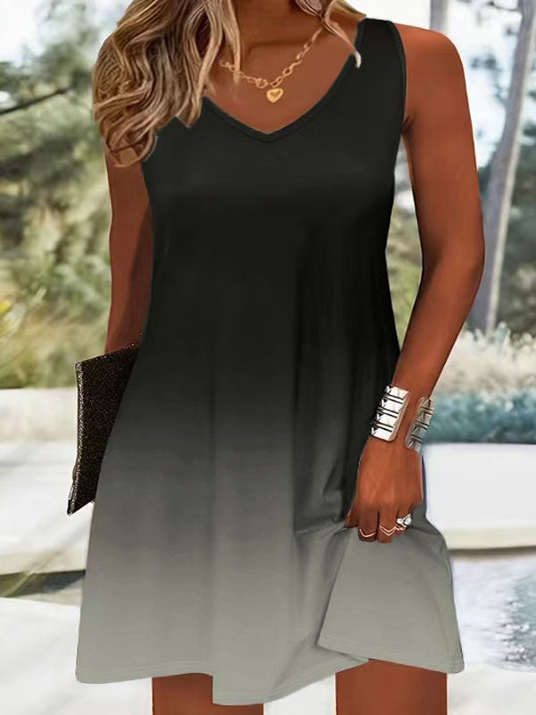 Damen Sommerliches V-Ausschnitt Kleid im modischen Ombre-Design WW