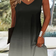 Damen Sommerliches V-Ausschnitt Kleid im modischen Ombre-Design WW