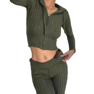 Damen Strickanzug mit Reißverschluss und weitem Bein WW