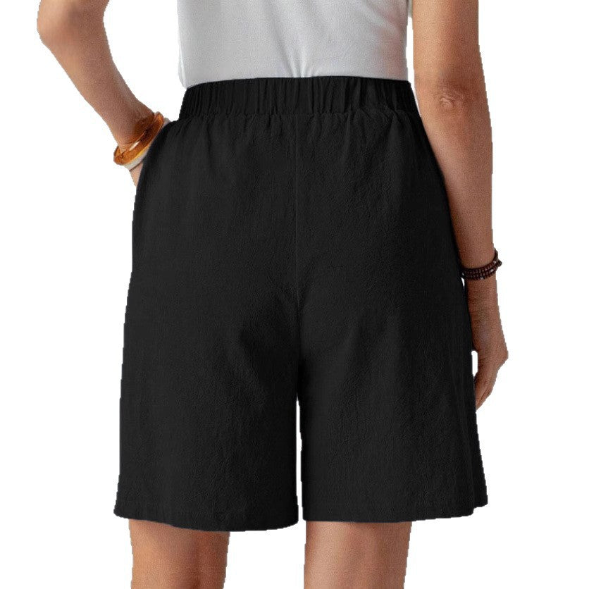 Damen lässige Shorts mit elastischem Bund und Knopfdetail WW