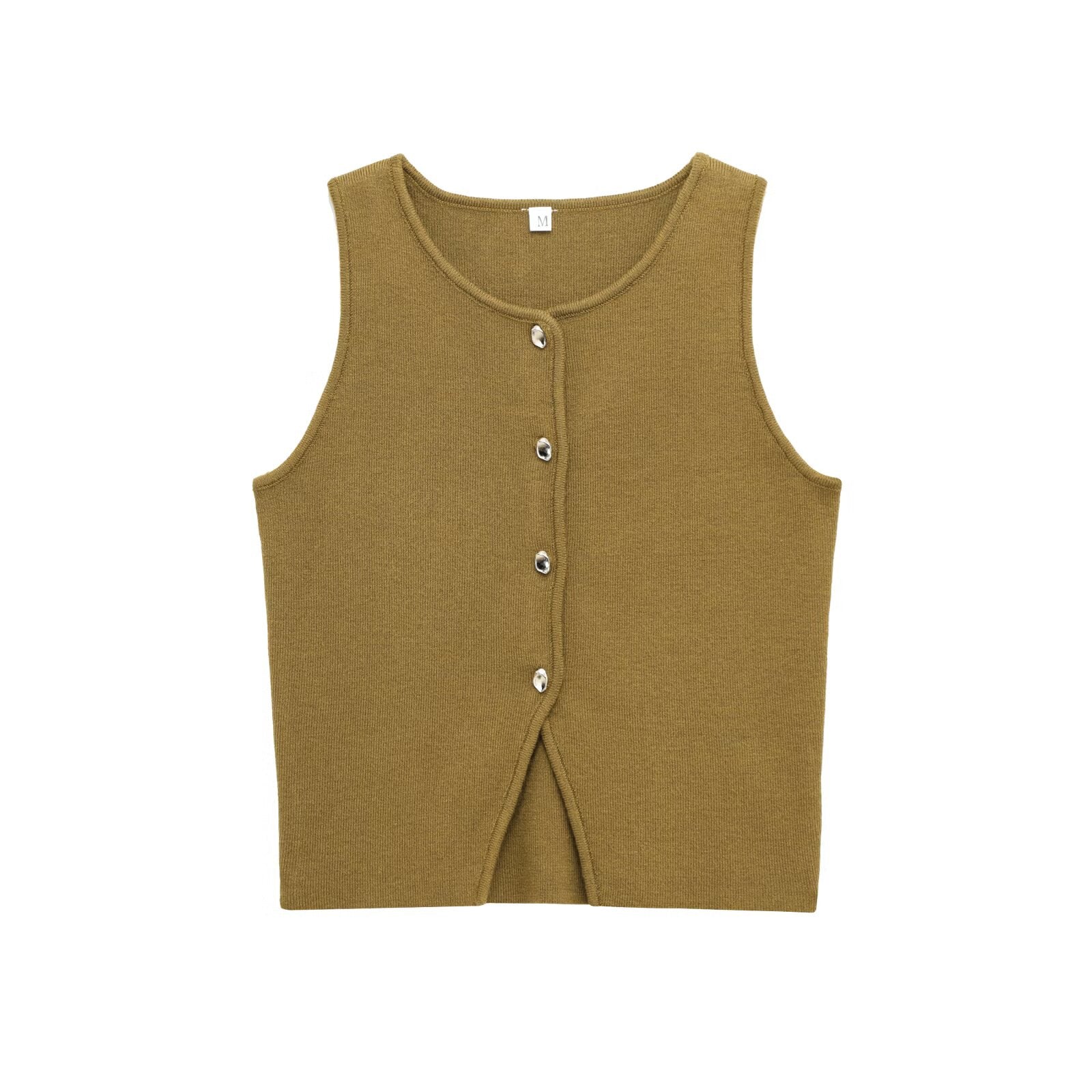 Femme Strukturierte Knopfleiste Freizeitweste WW