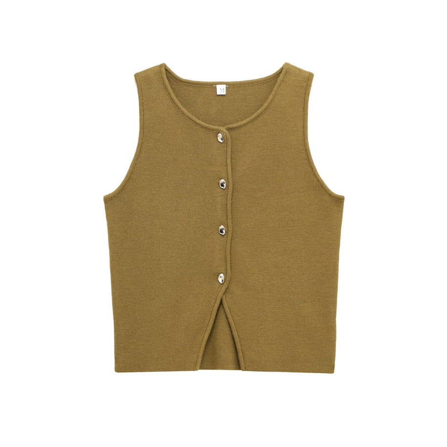 Femme Strukturierte Knopfleiste Freizeitweste WW