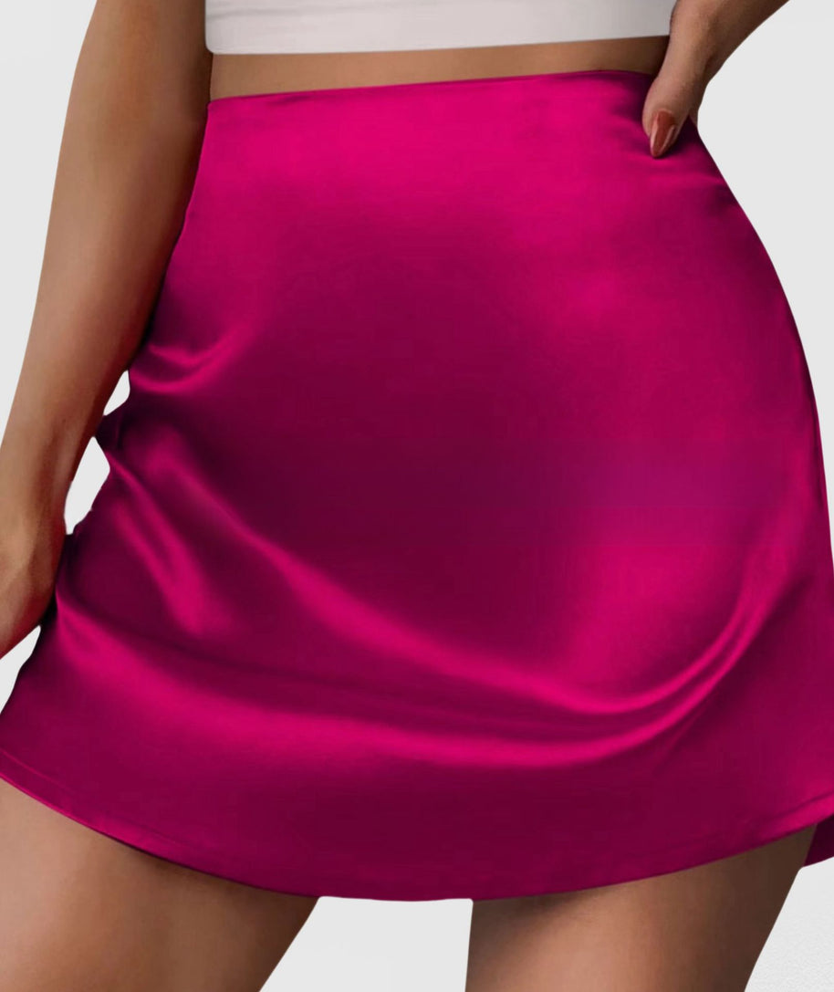 Damen Satin Minirock mit elegantem Schnitt und fließendem Fall WW