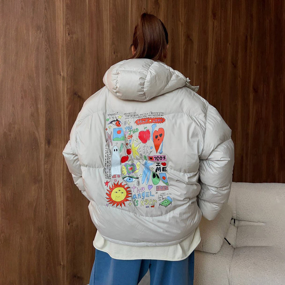 Damen Steppjacke mit kreativem Druckdesign WW