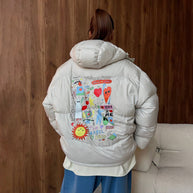 Damen Steppjacke mit kreativem Druckdesign WW