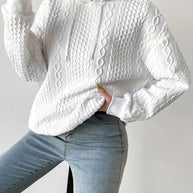 WW Jacquard Kapuze Schnürung langärmliges lockeres Sweatshirt