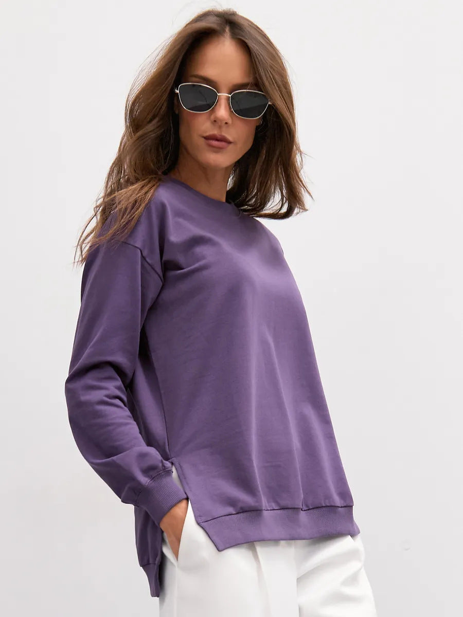 Damen bequemer Sweatshirt mit seitlichen Schlitzen WW