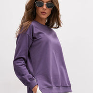 Damen bequemer Sweatshirt mit seitlichen Schlitzen WW