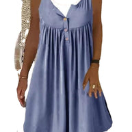 Damen Sommerliches Freizeitkleid mit dekorativen Knopfdetails und ausgestelltem Rock WW