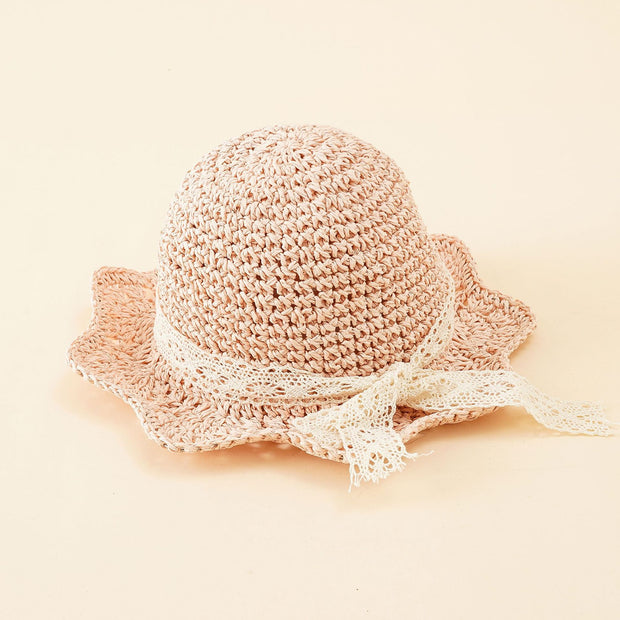 Damen Strohhut mit breiter Krempe und dekorativem Schleifenband WW