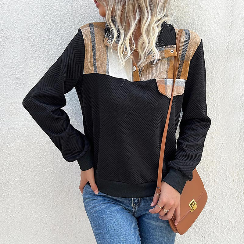 Damen Sweatshirt mit modischem Stehkragen und strukturiertem Design WW