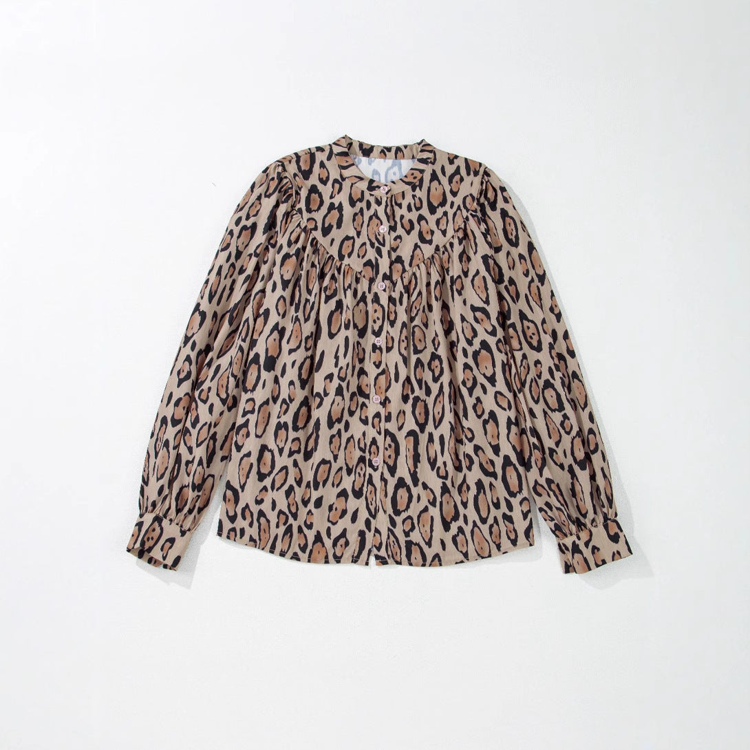 Damen Bluse mit voluminösen Ärmeln und luxuriösem Leo-Print WW