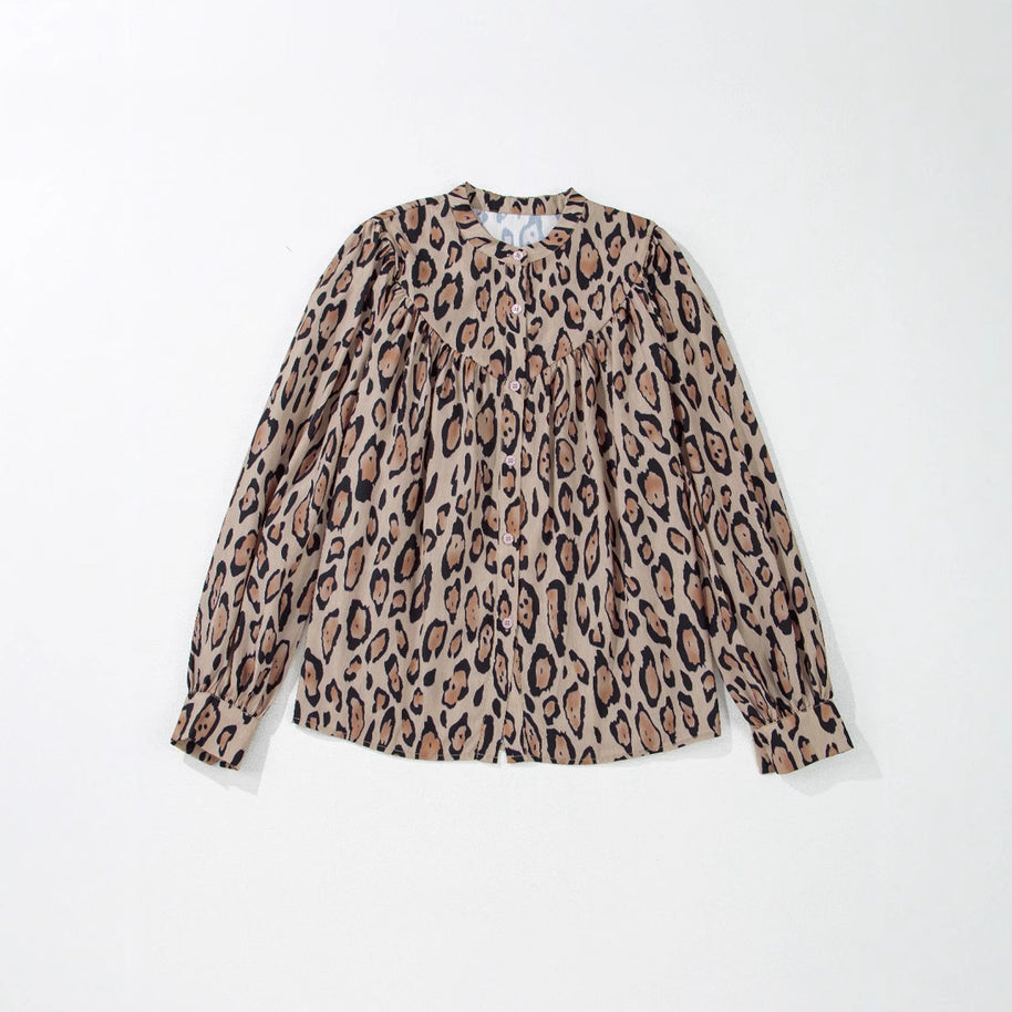 Damen Bluse mit voluminösen Ärmeln und luxuriösem Leo-Print WW