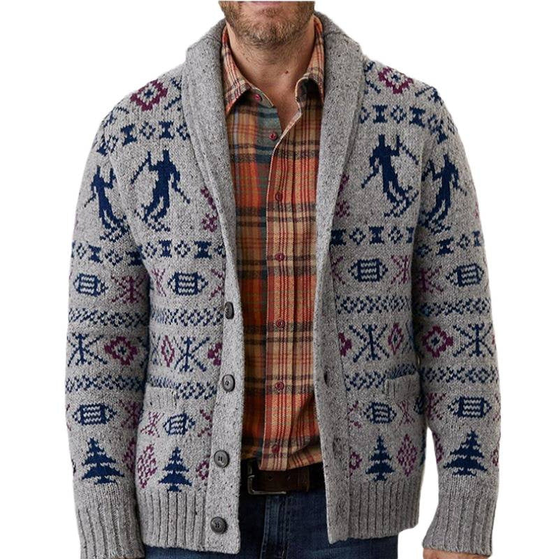 Herren Strickjacke mit exklusivem Norweger-Muster und praktischen Taschen WW