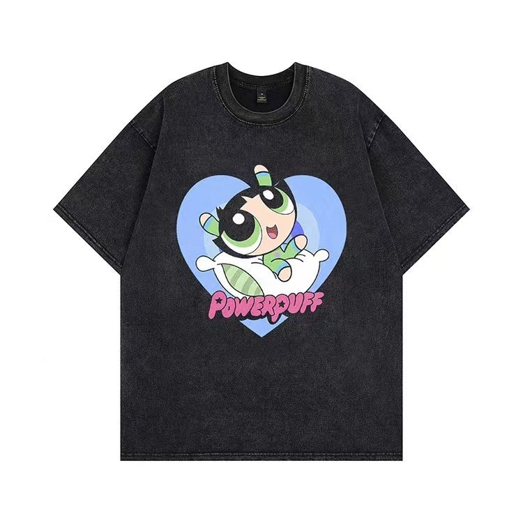 Damen T-Shirt mit angepasstem Powerpuff Girls Grafikdruck WW