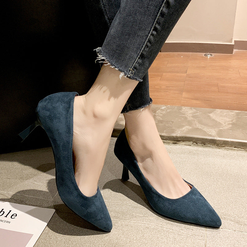 Damen spitze Wildleder High Heels mit stylishem Blockabsatz WW