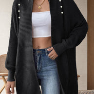 Damen Strickjacke mit dekorativen Knopfdetails und offenem Schnitt WW