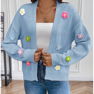 WW | Handgehäkelter floral gestrickter Cardigan