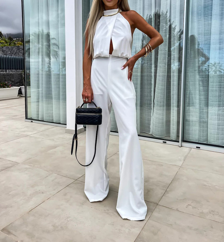 Damen Eleganter Jumpsuit mit hochgeschlossenem Design und fließendem Schnitt WW
