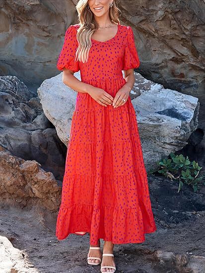 Damen Maxikleid mit Rüschendesign und floralem Muster WW