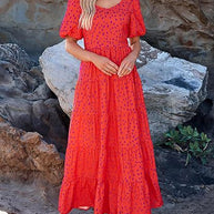 Damen Maxikleid mit Rüschendesign und floralem Muster WW