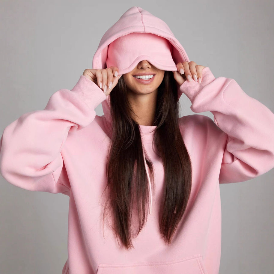 Damen Bequemer und stilvoller Hoodie mit integriertem Schlafmasken-Design WW