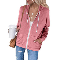 Damen lässiger Kapuzenpullover mit durchgehendem Reißverschluss und praktischen Taschen WW