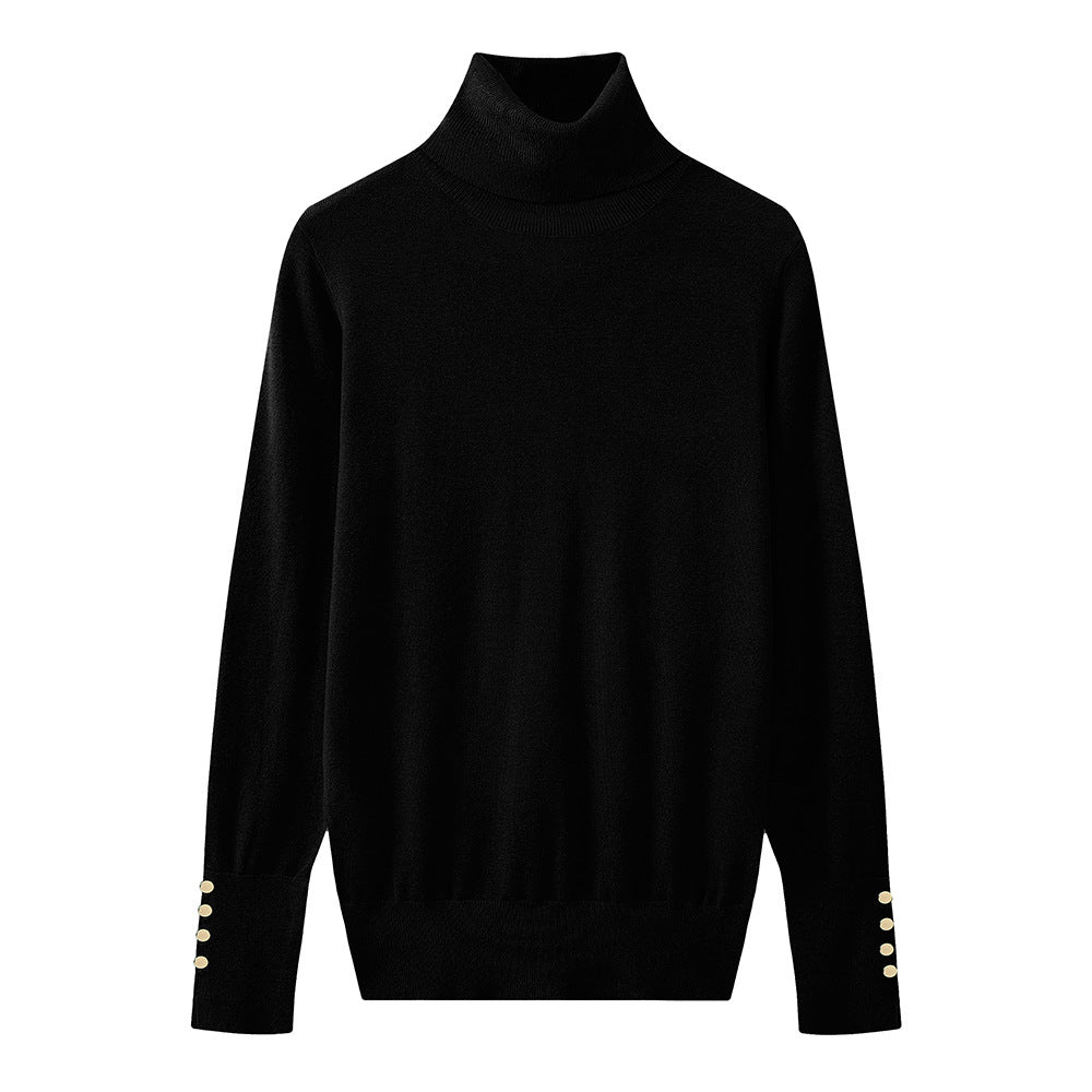 Damen Rollkragenpullover mit eleganten Knopfdetails WW