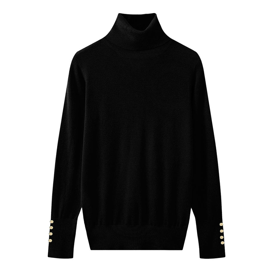 Damen Rollkragenpullover mit eleganten Knopfdetails WW