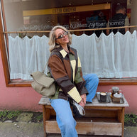 Damen Statement-Lederjacke im Patchwork-Design WW