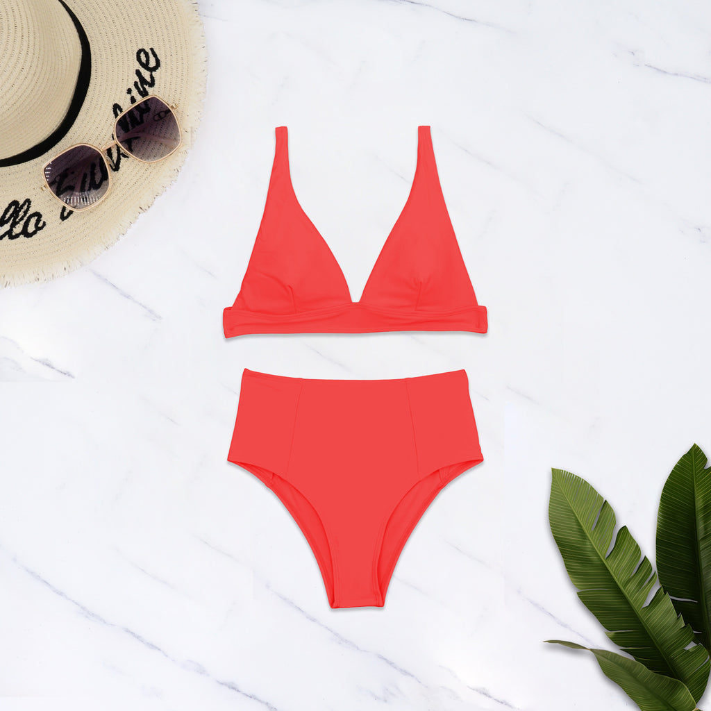 Damen Bikini mit hoch geschnittenem Höschen und V-Ausschnitt WW