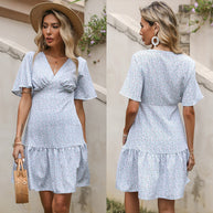 Damen Fließendes Sommerkleid mit floralem Design und Rüschensaum WW