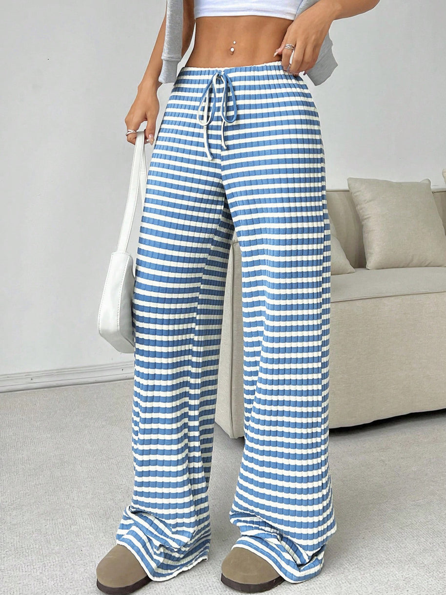 Damen weite Freizeithose mit elastischem Bund und Kordelzug WW