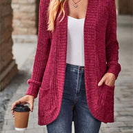 Damen Strickjacke mit strukturiertem Design und praktischen Taschen WW