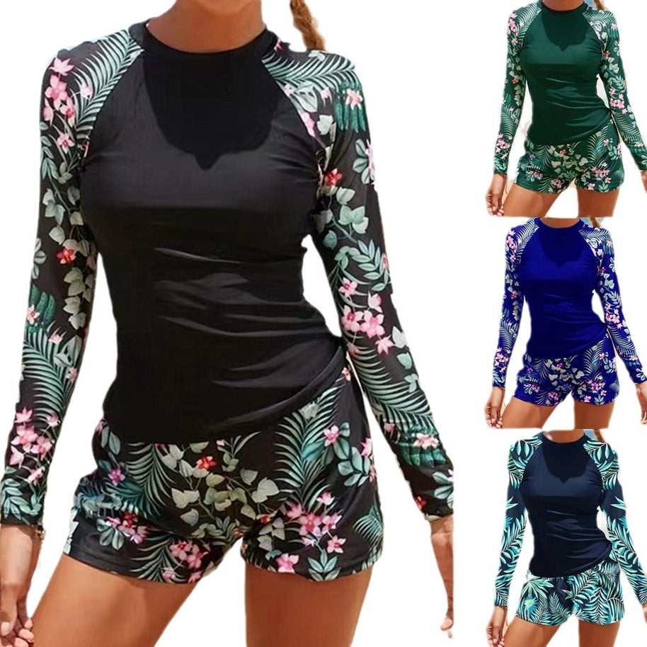 Damen UV-Schutz Badeanzug mit langen Ärmeln und Shorts WW