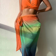 Damen Bikini-Oberteil mit Wickeldesign und transparentem Pareo WW