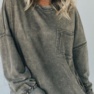 Damen Bequemer Oversized Sweatshirt mit Taschen WW