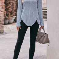 WW Rundsaum geknöpft gebürstetes Oberteil