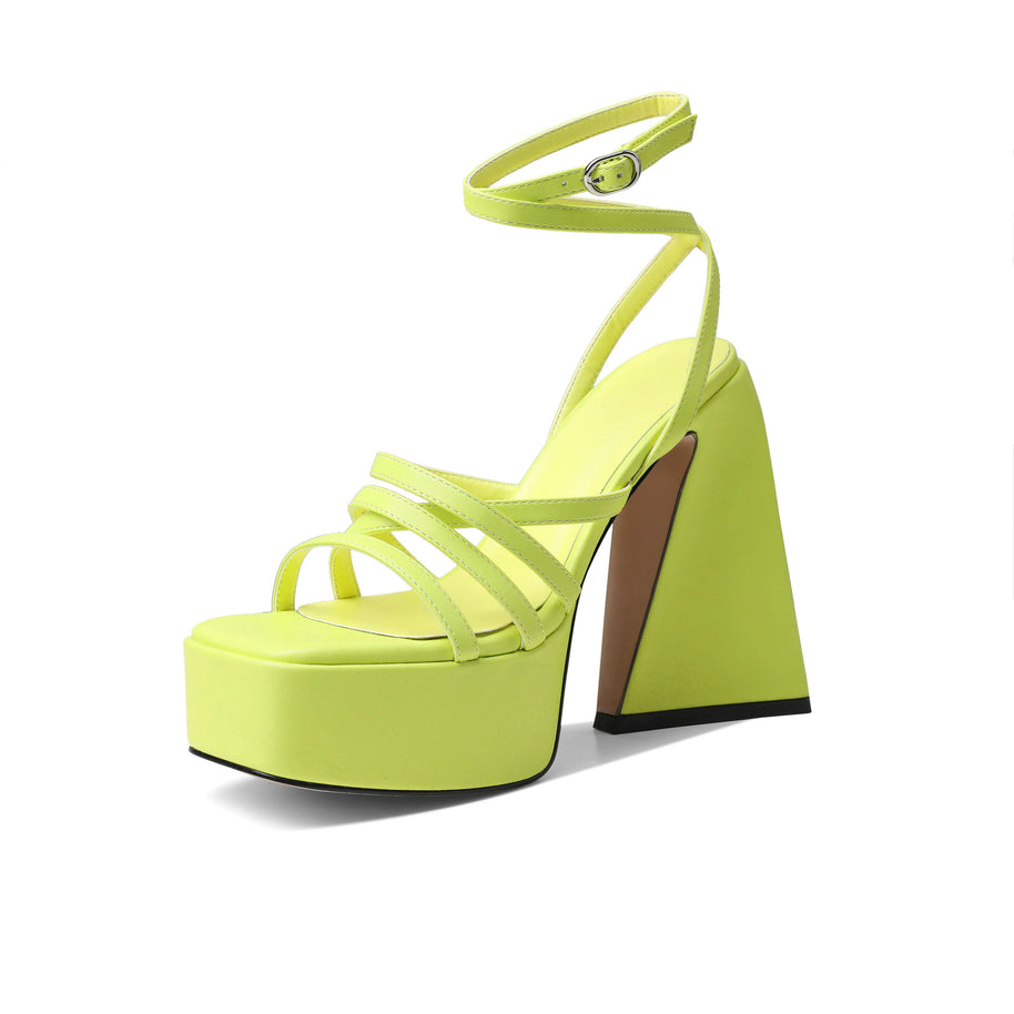 Damen Strappy High-Platform Sandalen mit geometrischem Absatz WW