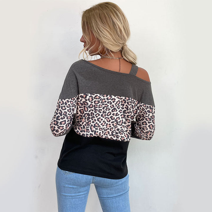 Damen Off-Shoulder Sweatshirt mit tierischem Print und lässigem Schnitt W&W Mode