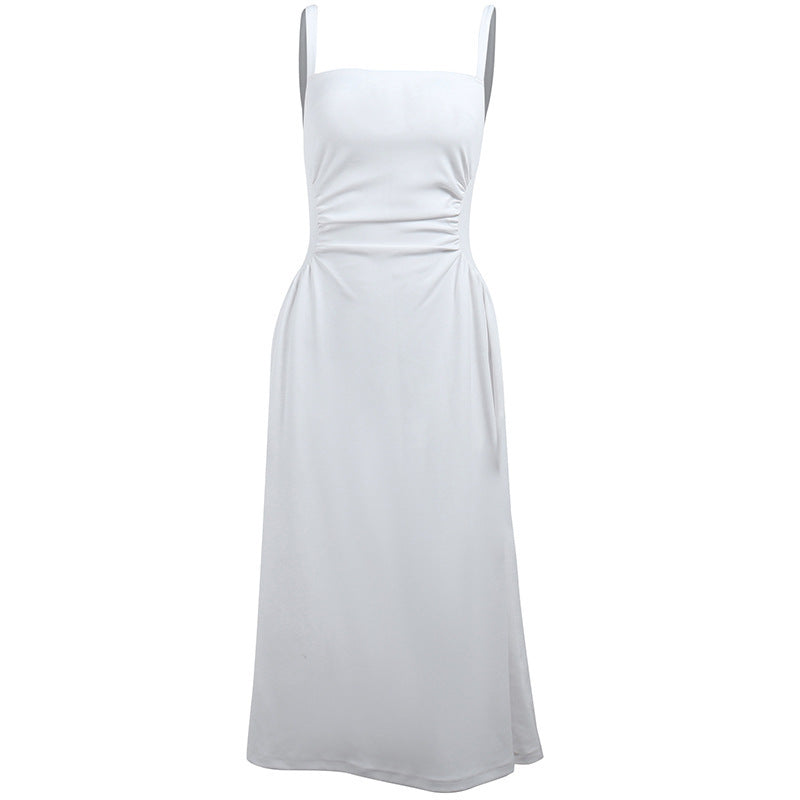 Damen Elegantes Spaghettiträger-Midikleid mit figurbetonter Silhouette und raffinierten Drapierungen W&W Mode