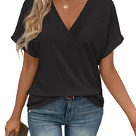 Damen lässiges V-Ausschnitt T-Shirt aus hochwertigem Jersey WW